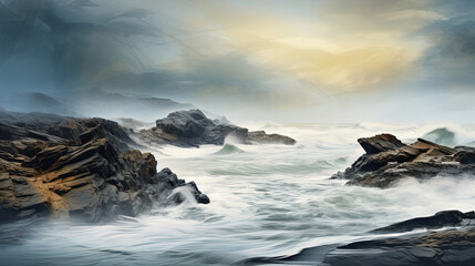 Fototapeta premium Abstract impressionism coastal landscape