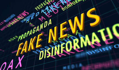 Fake news kinetic text abstract concept illustration