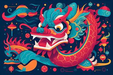 Chinese dragon abstract illustration. Chinese year of the dragon © ink drop