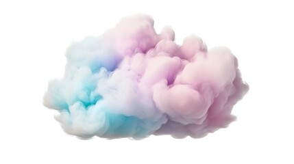 A vibrant cloud of colorful smoke on a blank white backdrop