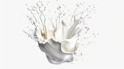 Fotobehang Milk splashing in mid-air against a clean white background © cac_tus