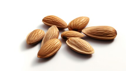Obraz premium A heap of almond nuts arranged on a clean white surface