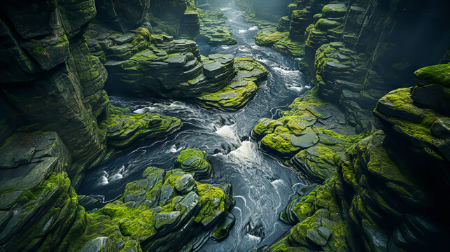 The Strid - The World's Most Dangerous Body Of Water - Drone Shot From Above - Generative AI