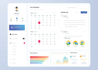 Infographic dashboard. UIUX design with graphs, charts and diagram