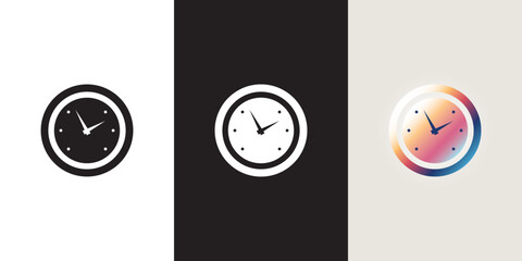 Clock logo. White, black and color formats