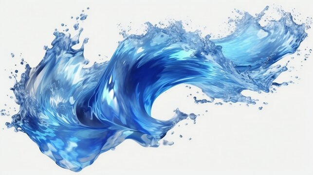 A blue water wave on a white background