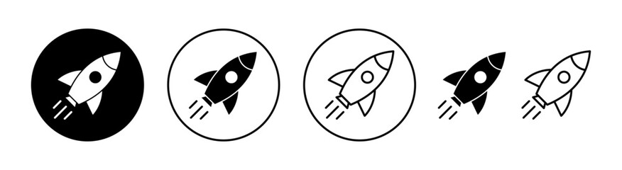 Rocket icon set for web and mobile app. Startup sign and symbol. rocket launcher icon