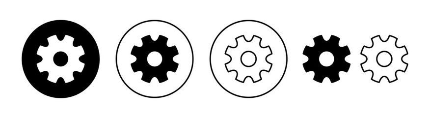 setting Icon set for web and mobile app. Cog settings sign and symbol. Gear Sign