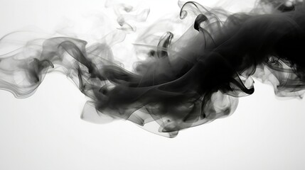 Smoke on a plain white background in black and white