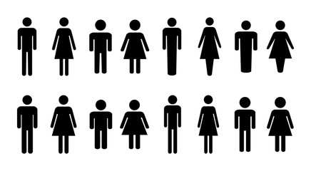 Man and woman icon set illustration. male and female sign and symbol. Girls and boys