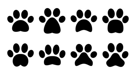 Paw icon set illustration. paw print sign and symbol. dog or cat paw