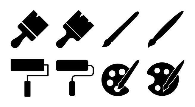 Paint icon set illustration. paint brush sign and symbol. paint roller icon vector