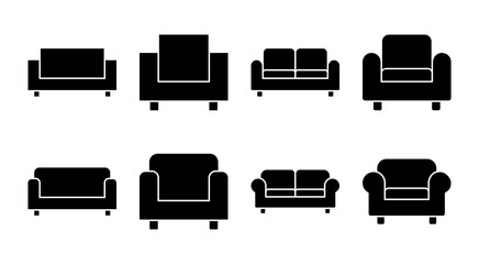Sofa icon set illustration. sofa sign and symbol. furniture icon