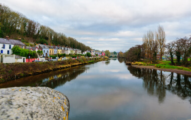 Fototapeta premium houses on the river bank in Cork, Ireland