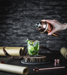 Mojito cocktail with ice