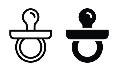 Pacifier icon with outline and glyph style.