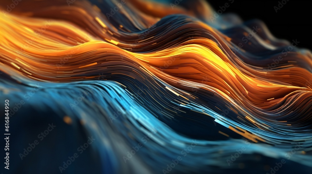 Poster black wavy pattern in close-up view