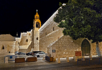 Nativity Church at night, Bethlehem, West bank, Palestine, Israel