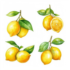 Lemon in a watercolor illustration.