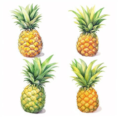 Pineapple in a vibrant and colorful watercolor illustration.