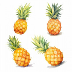Pineapple portrayed in a mesmerizing watercolor creation.