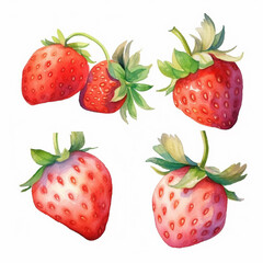 Stunning watercolor depiction of a fresh strawberry.
