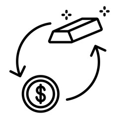 money and gold icon on transparent background