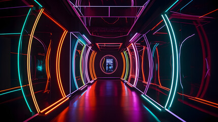 ネオン・ドリームズ：未来的なSFトンネルを旅する No.024 | Neon Dreams: A Journey Through a Futuristic Sci-Fi Tunnel Generative AI