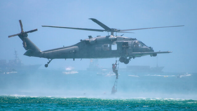 An awesome helicopter over Miami.