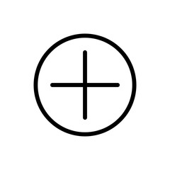 Plus icon vector illustration, Linear symbol with thin outline. The thickness is edited. simple icon on white background..eps