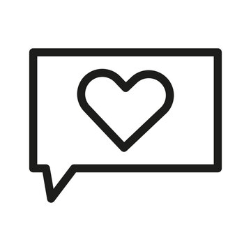 Love message. heart in speech bubble icon. good feedback. Vector illustration. stock image.