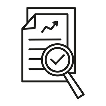 magnifying glass like audit assess. Document and magnifying glass icon.Vector illustration. stock image.