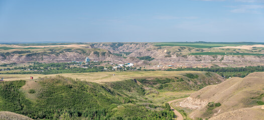 Panoramic view of the badlands by Rosedale Alberta.