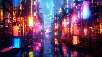 Fototapeta premium Generative AI, Neon Dreamscape