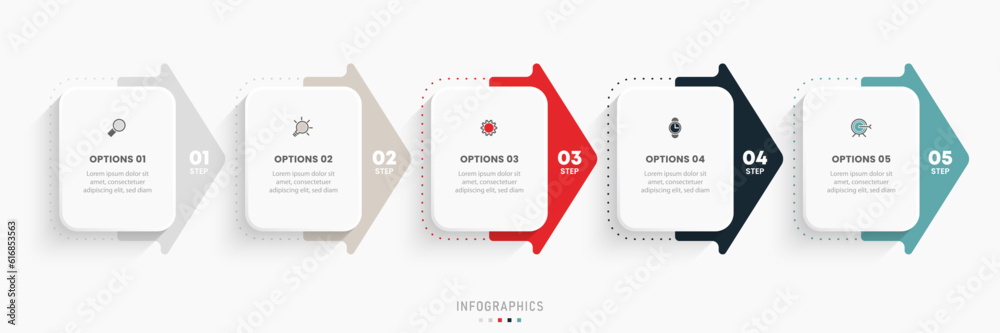 Wall mural vector infographic label design template with icons and 5 options or steps. can be used for process 