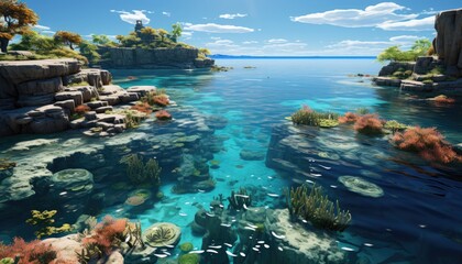 Fototapeta na wymiar Aerial Splendor - Great Barrier Reef from Above. Generative AI