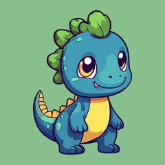 Cute Cartoon Dinosaur: Prehistoric Reptile Illustration for Kids, Nursery Decor, and Educational Projects