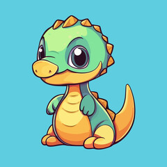 Cute Cartoon Dinosaur: Prehistoric Reptile Illustration for Kids, Nursery Decor, and Educational Projects