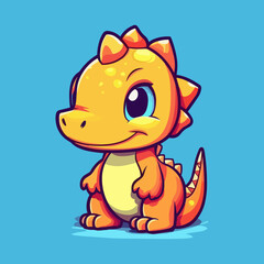 Cute Cartoon Dinosaur: Prehistoric Reptile Illustration for Kids, Nursery Decor, and Educational Projects