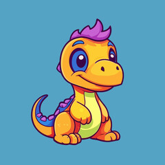 Cute Cartoon Dinosaur: Prehistoric Reptile Illustration for Kids, Nursery Decor, and Educational Projects