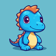 Cute Cartoon Dinosaur: Prehistoric Reptile Illustration for Kids, Nursery Decor, and Educational Projects