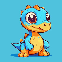 Cute Cartoon Dinosaur: Prehistoric Reptile Illustration for Kids, Nursery Decor, and Educational Projects