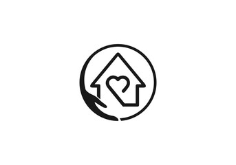 house logo with hands circular template