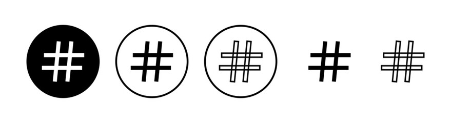 Hashtag icons set. black hashtag icon