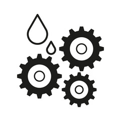 Lubricant oil drop and gear icon. Vector illustration. stock image.