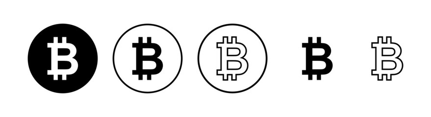 Bitcoin sign icons set. Crypto currency symbol. Blockchain. Cryptocurrency