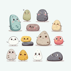 vector cute stone cartoon style
