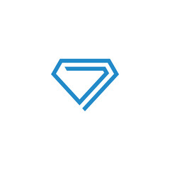 number 7 blue diamond geometric line logo vector