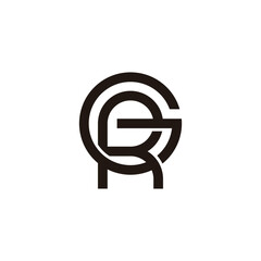 letter gr round geometric line logo vector