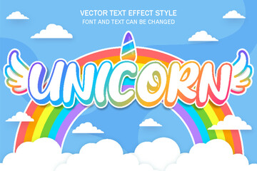 unicorn mythical pony fantasy sparkling typography editable text effect font style template cute background design